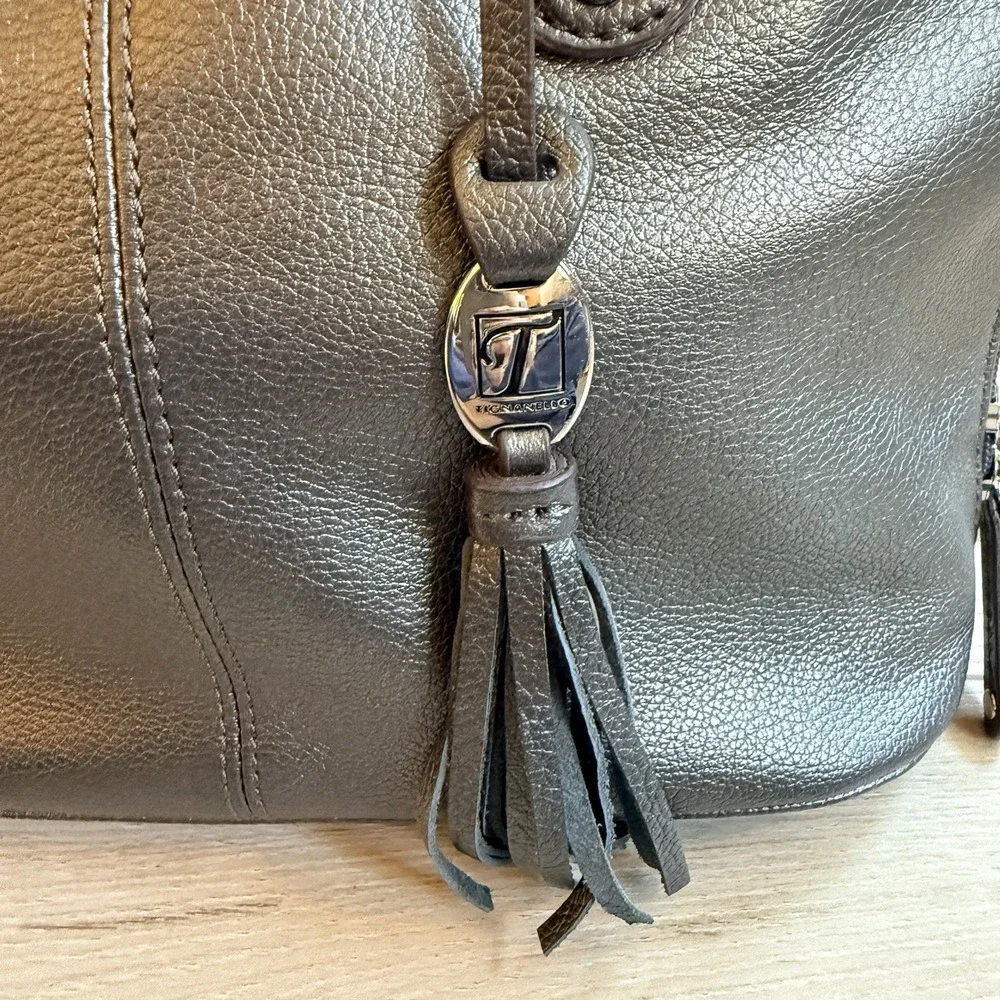 Tiganello Pewter Metallic Leather Handbag
